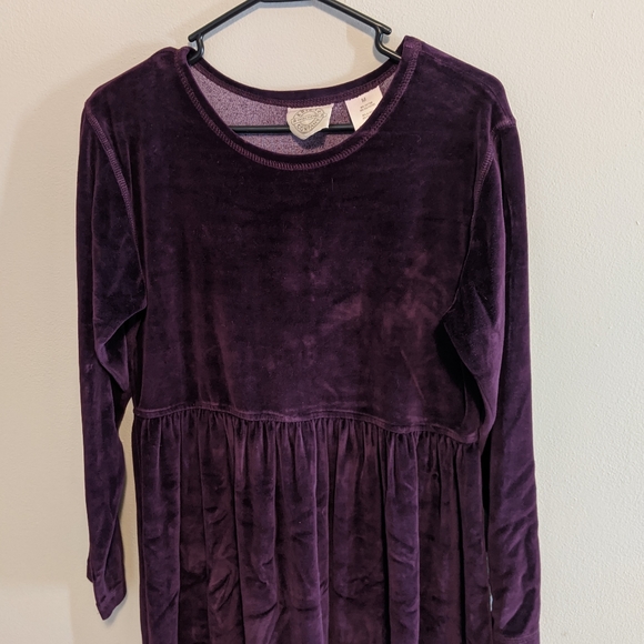 Vintage Deep Purple Velvet Long Sleeve Dress / M - Picture 5 of 7